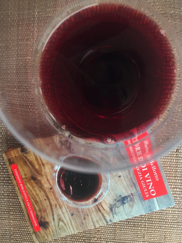 storie di vini del Friuli Venezia Giulia, il libro di Matteo Bellotto con un bicchiere di vino rosso, così come in copertina
