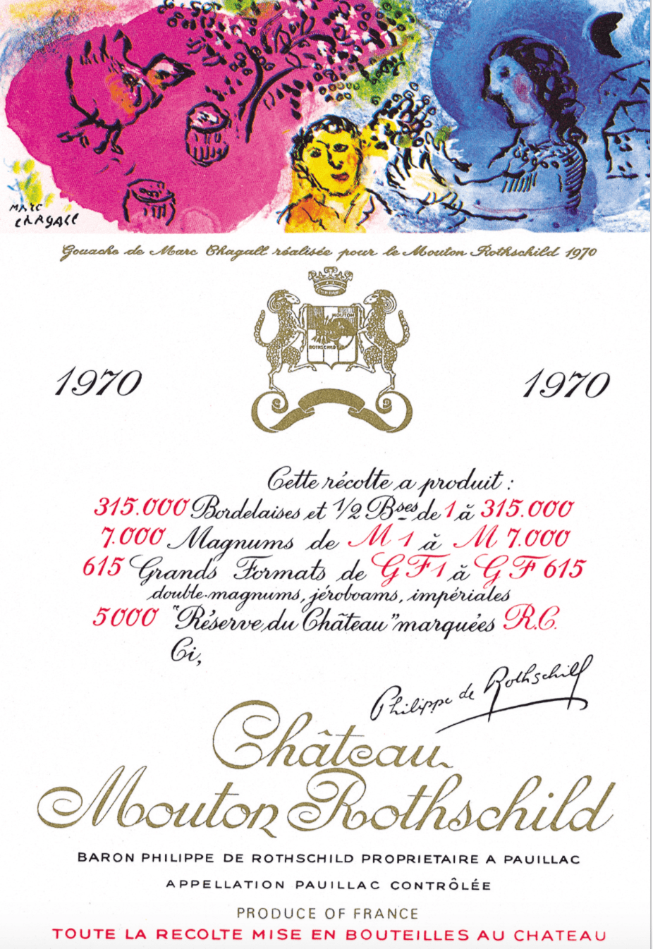 Mouton Rotshild etichetta dipinta da Chagall
