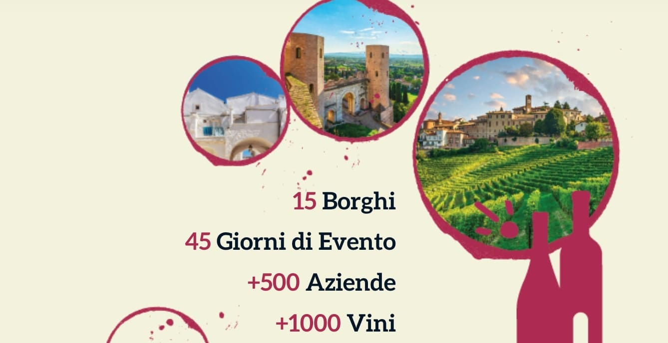 Borgo di vino in tour, l'evento itinerante si arricchisce per questa edizione di nuove tappe