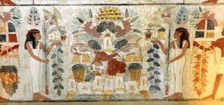affreschi raffiguranti il rapporto tra gli antichi egizi e il vino